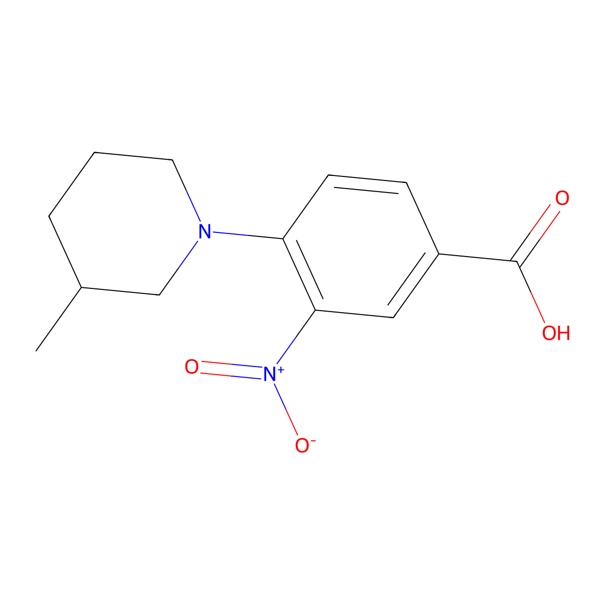 4-(3-Methylpiperidin-1-yl)-3-nitrobenzoic acid molecular structure, CAS 380194-19-4