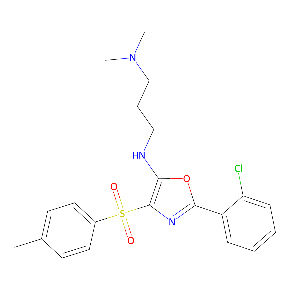 2-(2-chlorophenyl)-N-[3-(dimethylamino)propyl]-4-(4-methylbenzenesulfonyl)-1,3-oxazol-5-amine molecular structure, CAS 380194-34-3