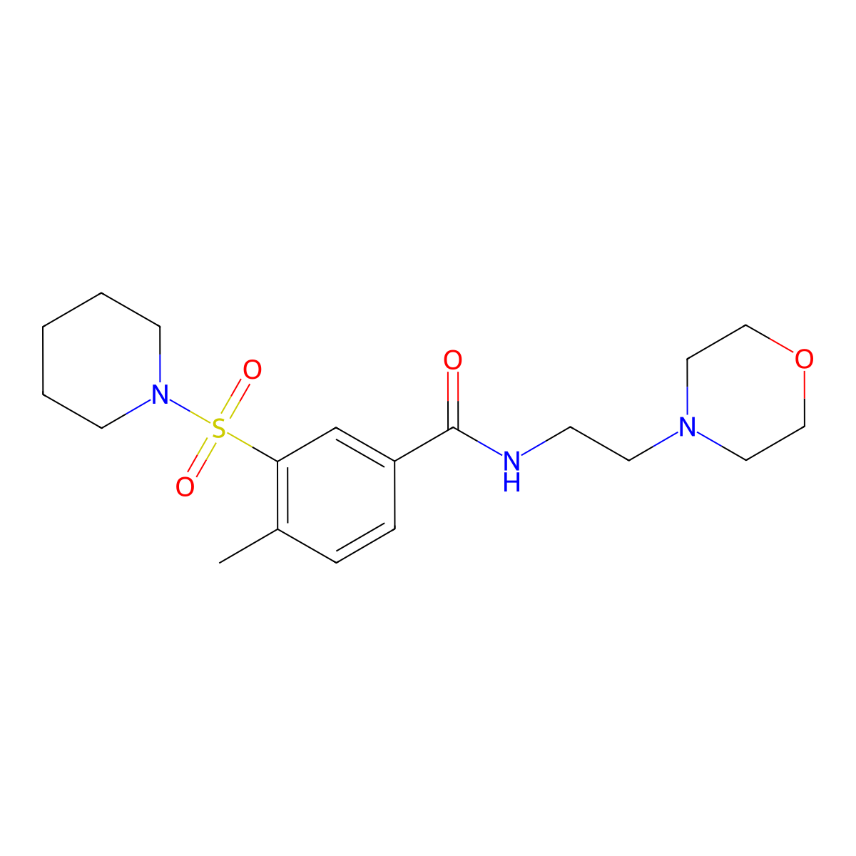 4-methyl-N-(2-morpholin-4-ylethyl)-3-piperidin-1-ylsulfonylbenzamide molecular structure, CAS 380194-80-9