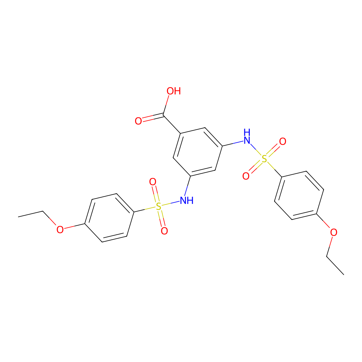 3,5-Bis(4-ethoxybenzenesulfonamido)benzoic acid molecular structure, CAS 380194-98-9