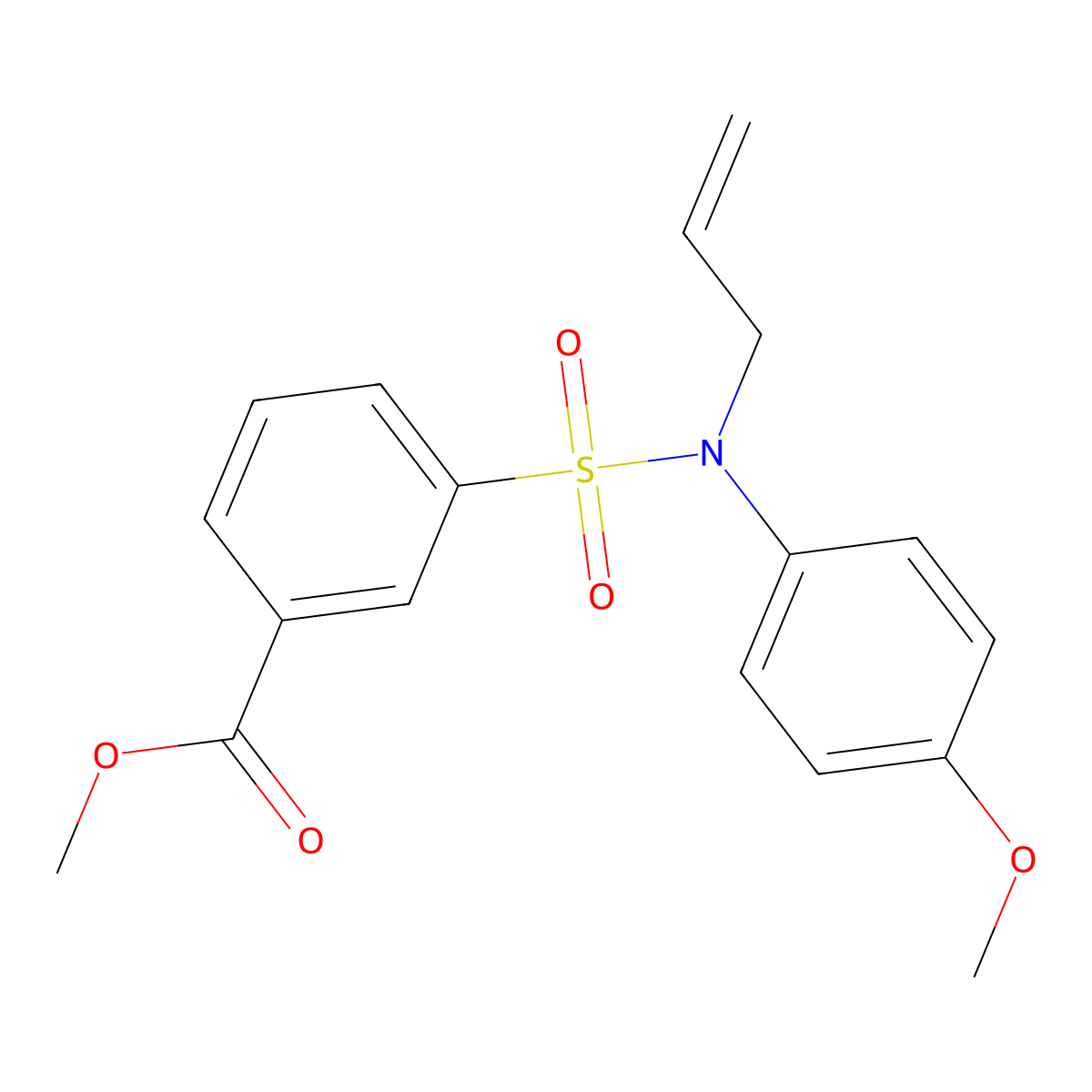 Methyl 3-[(4-methoxyphenyl)(prop-2-en-1-yl)sulfamoyl]benzoate molecular structure, CAS 380195-44-8