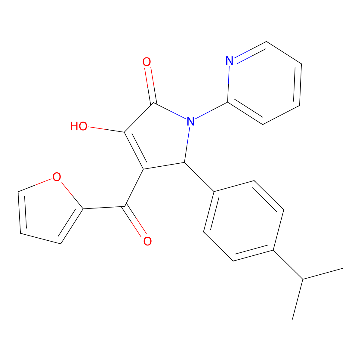 4-(furan-2-carbonyl)-3-hydroxy-5-(4-isopropylphenyl)-1-(pyridin-2-yl)-1H-pyrrol-2(5H)-one molecular structure, CAS 380203-04-3