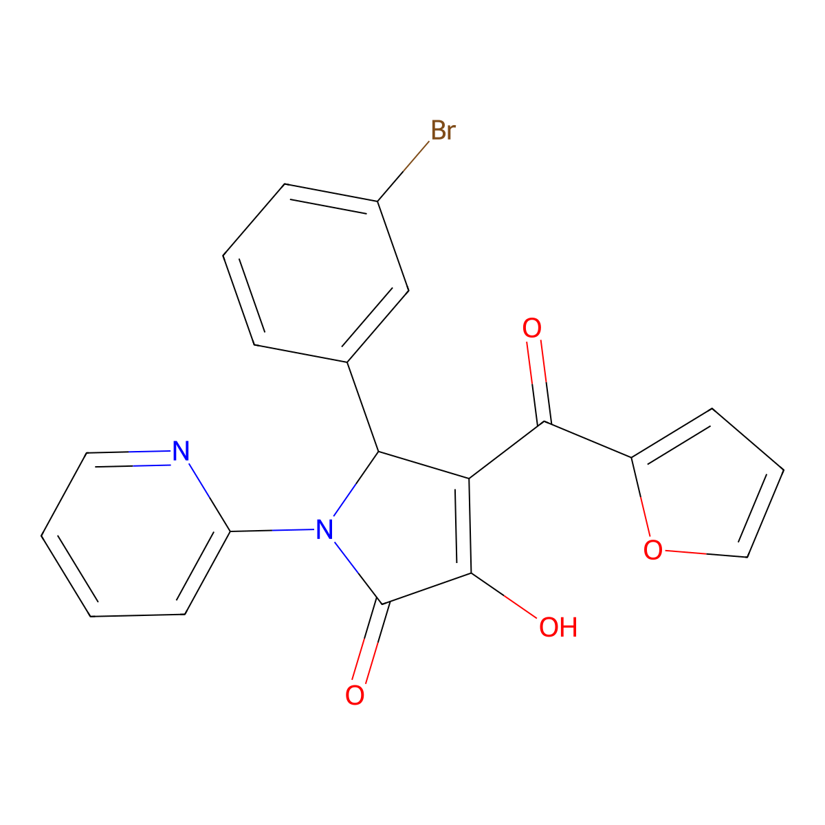 5-(3-bromophenyl)-4-(furan-2-carbonyl)-3-hydroxy-1-(pyridin-2-yl)-2,5-dihydro-1H-pyrrol-2-one molecular structure, CAS 380203-22-5