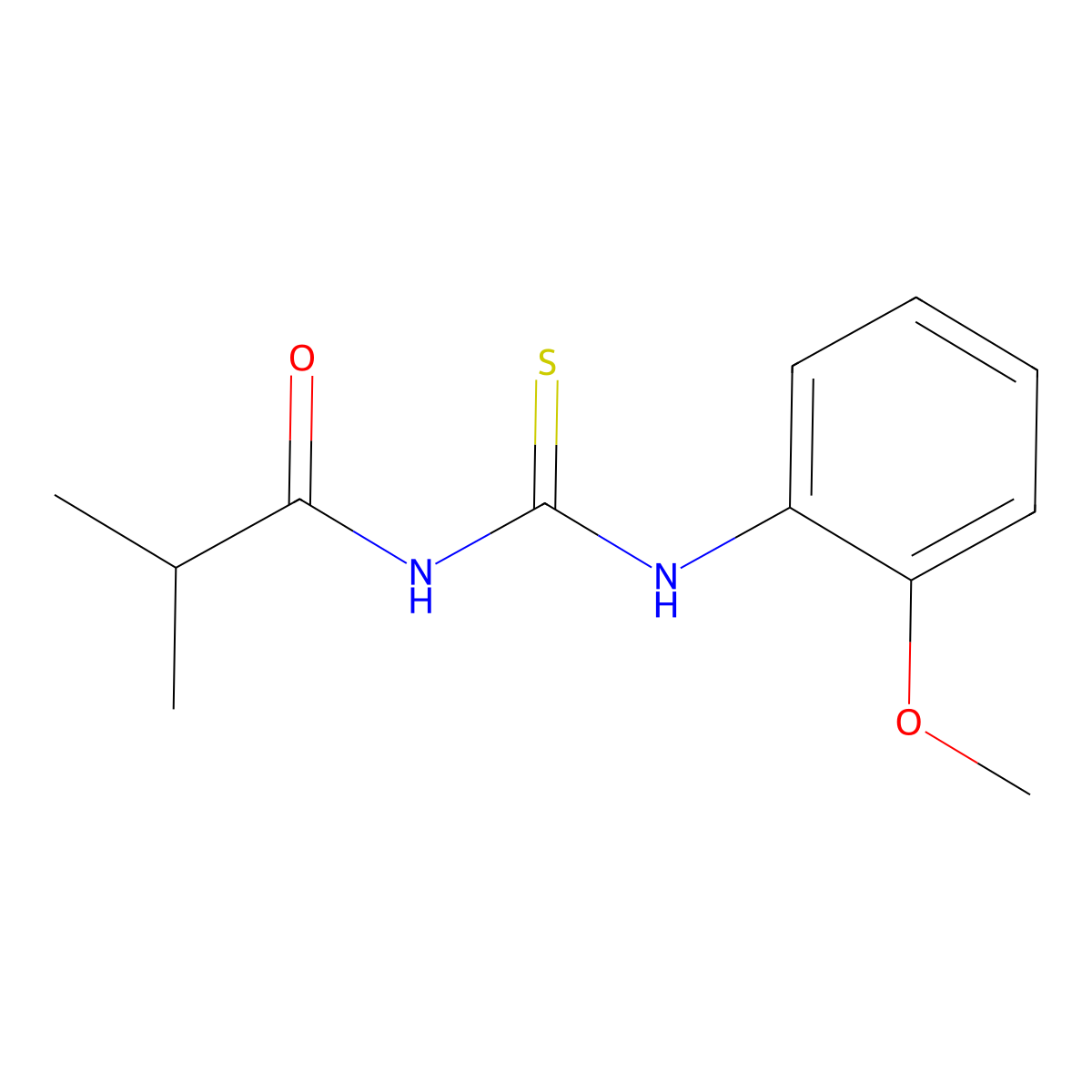 N-[(2-methoxyphenyl)carbamothioyl]-2-methylpropanamide molecular structure, CAS 380207-59-0