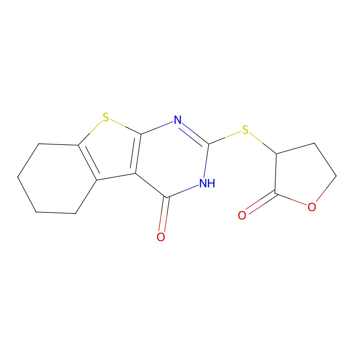 2-(2-oxooxolan-3-yl)sulfanyl-5,6,7,8-tetrahydro-3H-[1]benzothiolo[2,3-d]pyrimidin-4-one molecular structure, CAS 380207-71-6