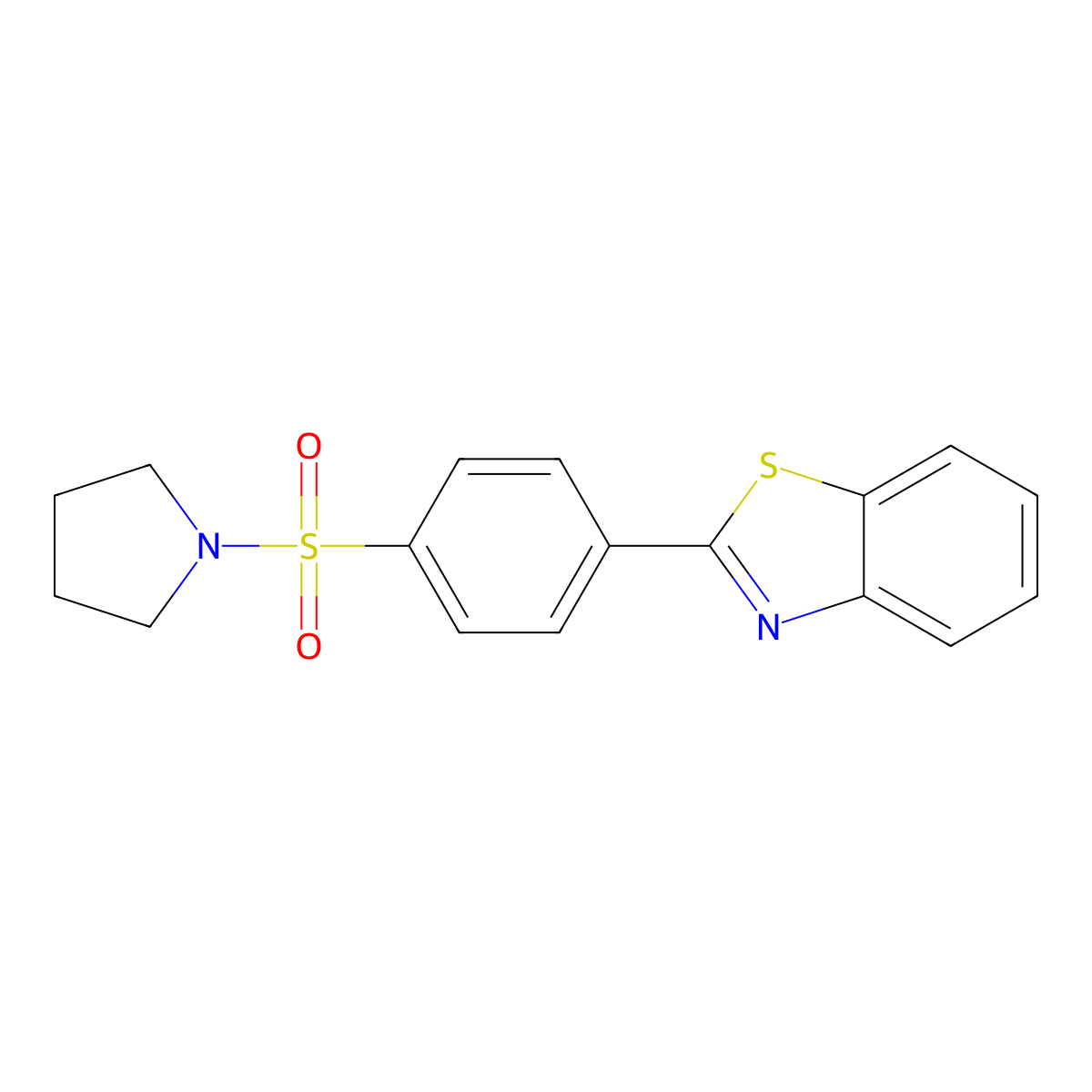 2-(4-Pyrrolidin-1-ylsulfonylphenyl)-1,3-benzothiazole molecular structure, CAS 380208-27-5