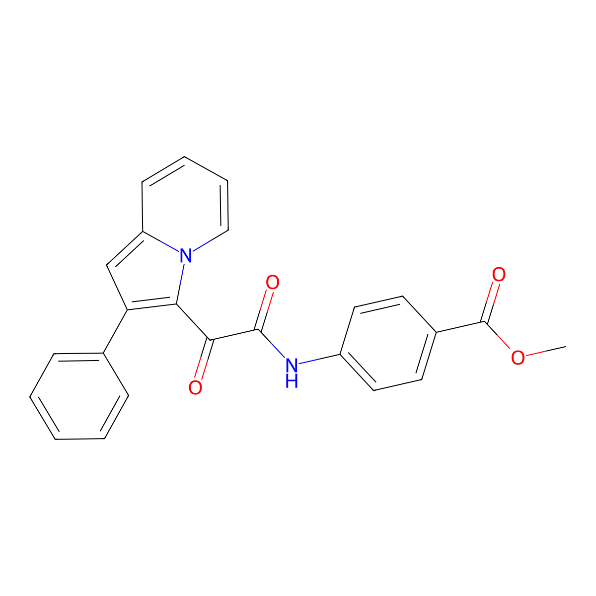 Methyl 4-[2-oxo-2-(2-phenylindolizin-3-yl)acetamido]benzoate molecular structure, CAS 380209-53-0