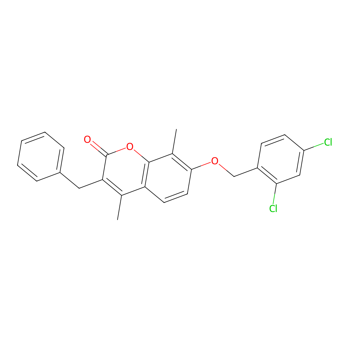 3-benzyl-7-[(2,4-dichlorobenzyl)oxy]-4,8-dimethyl-2H-chromen-2-one molecular structure, CAS 380209-74-5