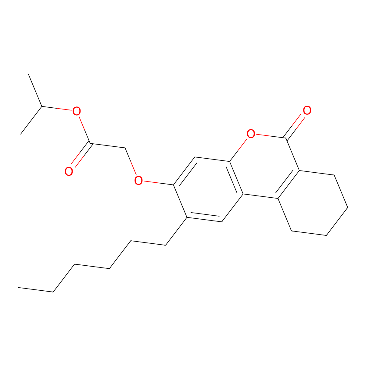 isopropyl [(2-hexyl-6-oxo-7,8,9,10-tetrahydro-6H-benzo[c]chromen-3-yl)oxy]acetate molecular structure, CAS 380210-32-2