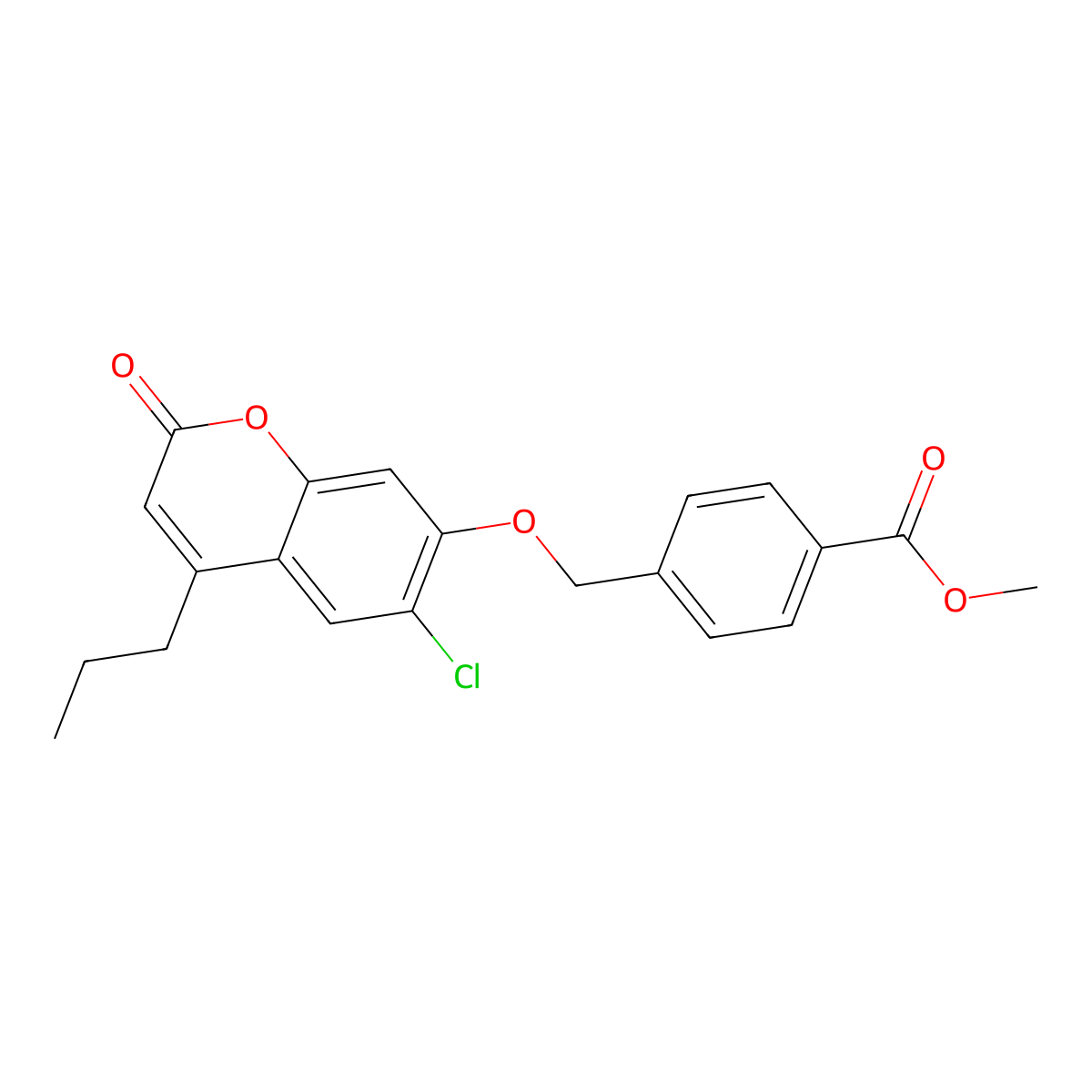 methyl 4-{[(6-chloro-2-oxo-4-propyl-2H-chromen-7-yl)oxy]methyl}benzoate molecular structure, CAS 380210-34-4