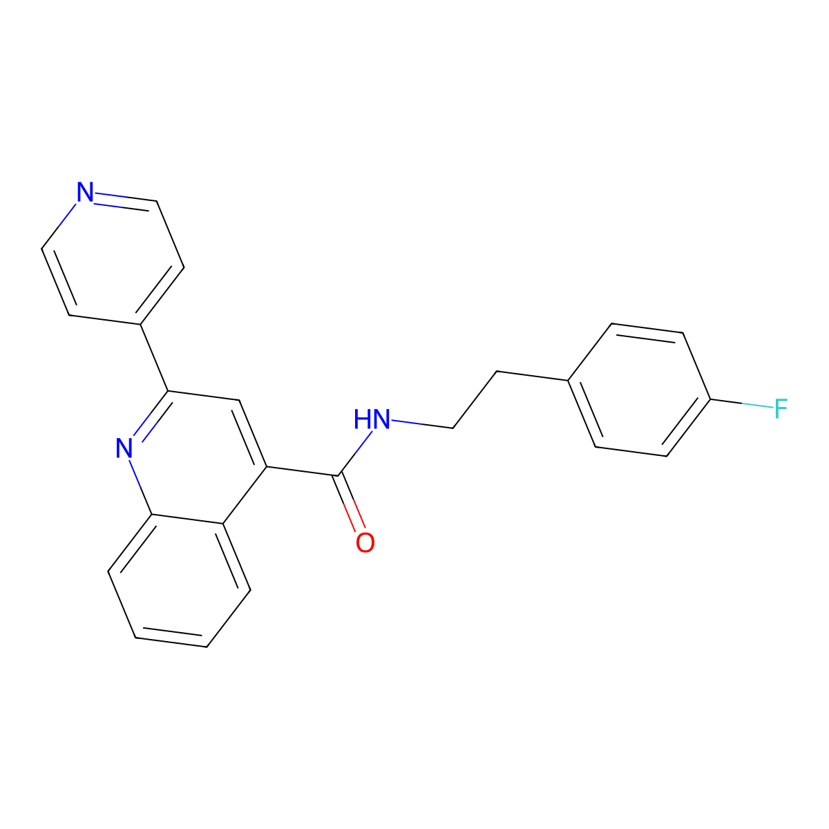 N-(4-fluorophenethyl)-2-(4-pyridyl)-4-quinolinecarboxamide molecular structure, CAS 380212-25-9