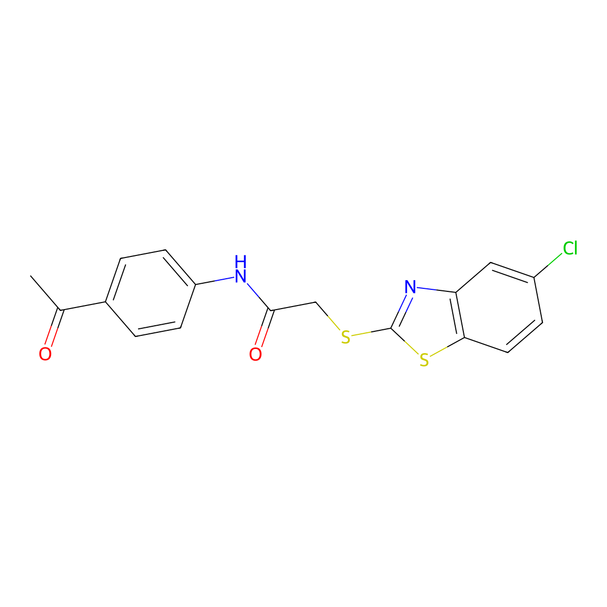N-(4-acetylphenyl)-2-[(5-chloro-1,3-benzothiazol-2-yl)sulfanyl]acetamide molecular structure, CAS 380212-50-0