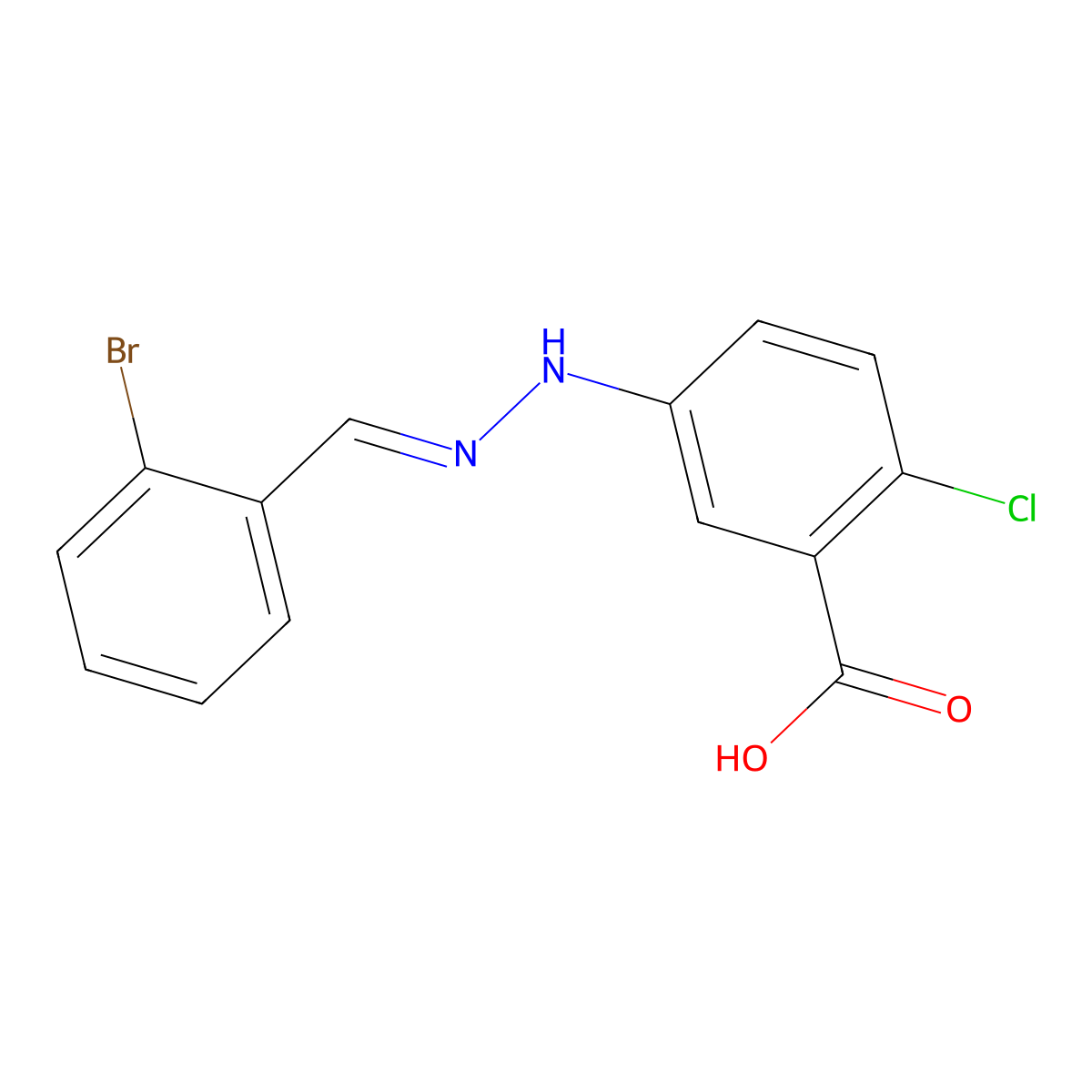 5-{2-[(2-Bromophenyl)methylidene]hydrazin-1-yl}-2-chlorobenzoic acid molecular structure, CAS 380215-21-4