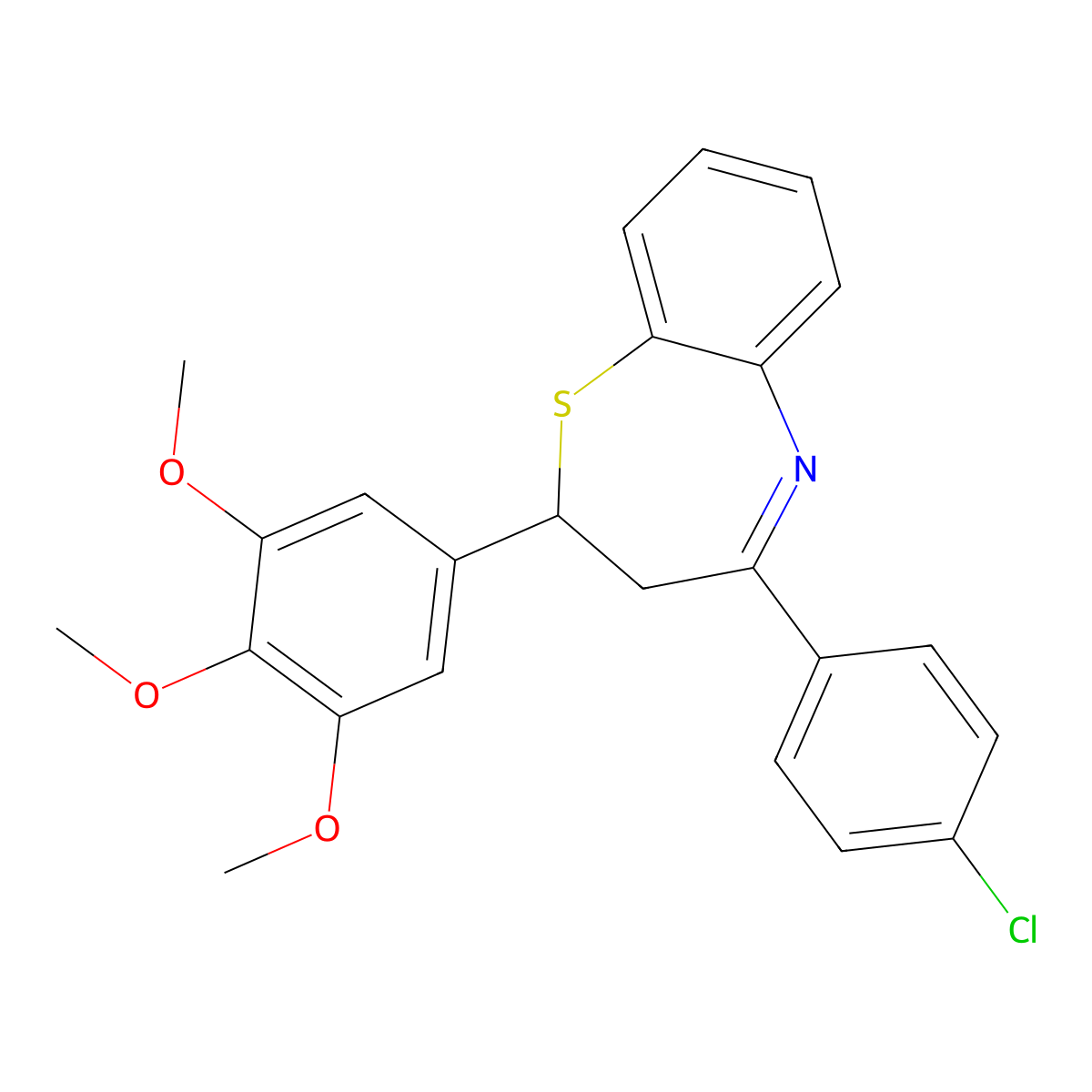 4-(4-Chlorophenyl)-2-(3,4,5-trimethoxyphenyl)-2,3-dihydro-1,5-benzothiazepine molecular structure, CAS 380217-28-7