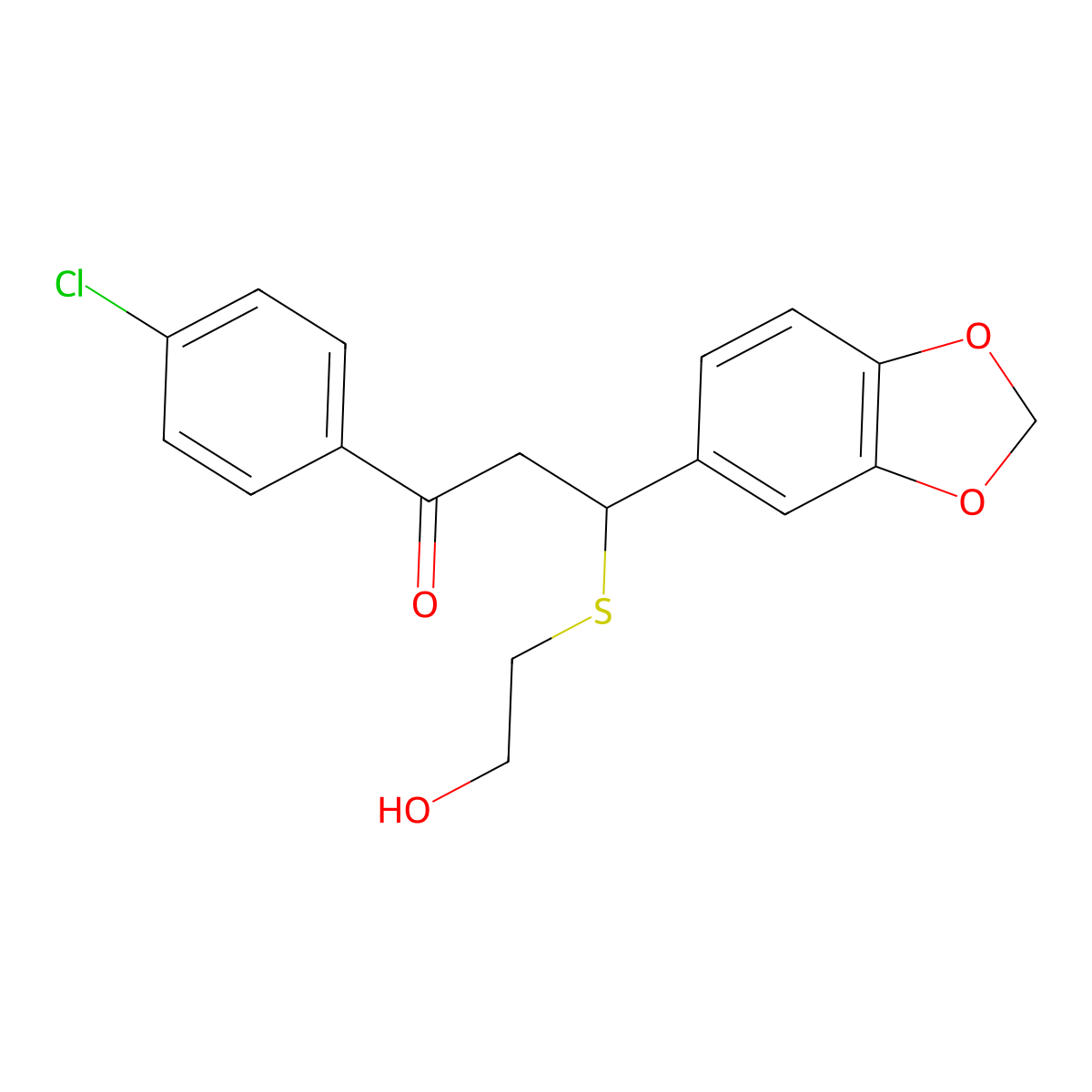 3-(1,3-Benzodioxol-5-yl)-1-(4-chlorophenyl)-3-[(2-hydroxyethyl)sulfanyl]propan-1-one molecular structure, CAS 380217-29-8