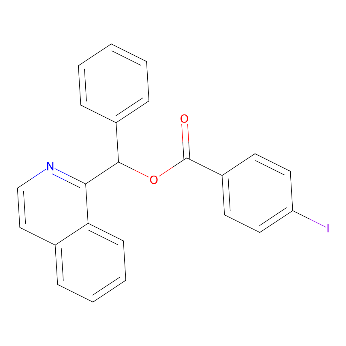 Isoquinolylphenylmethyl 4-iodobenzoate molecular structure, CAS 380217-30-1
