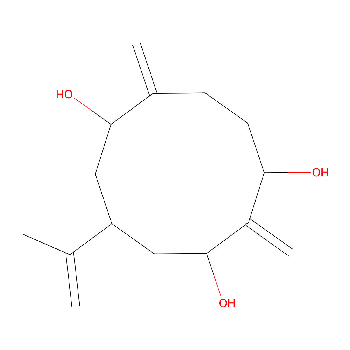 (1R,3S,5S,7R)-2,8-dimethylidene-5-prop-1-en-2-ylcyclodecane-1,3,7-triol molecular structure, CAS 38022-97-8