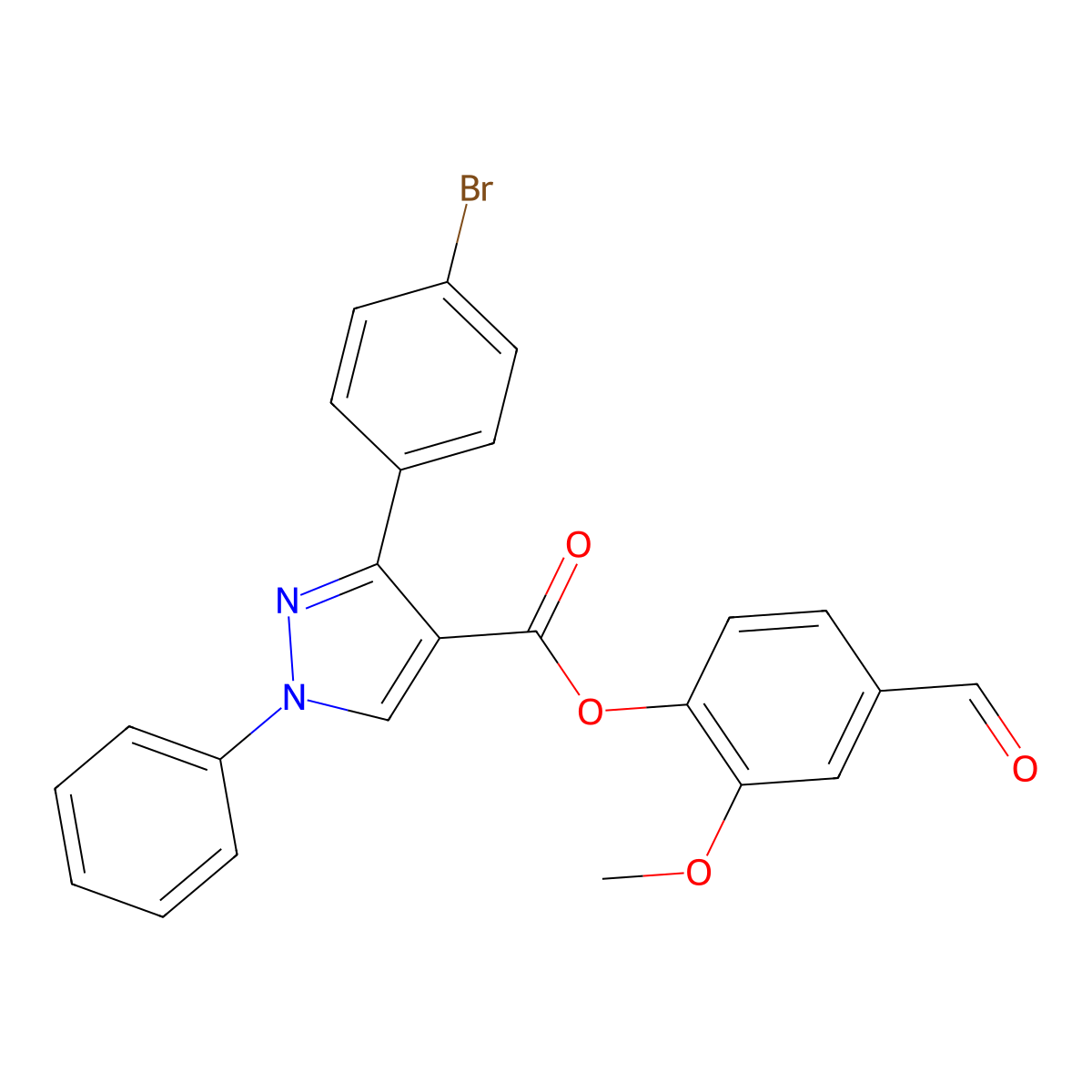 (4-Formyl-2-methoxyphenyl) 3-(4-bromophenyl)-1-phenylpyrazole-4-carboxylate molecular structure, CAS 380222-00-4