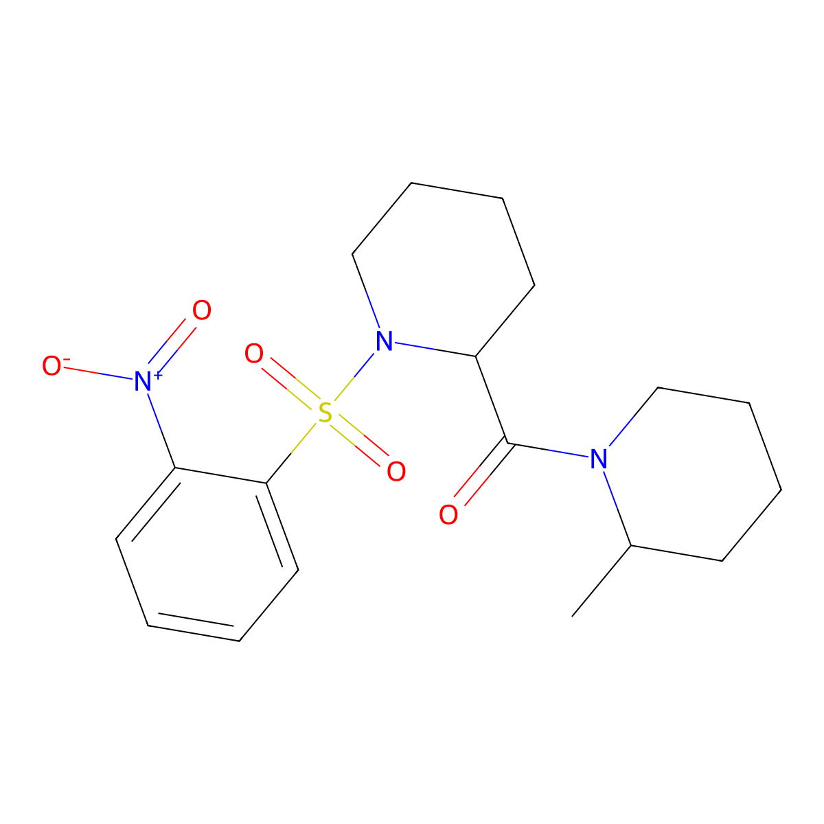 (2-Methylpiperidin-1-yl)-[1-(2-nitrophenyl)sulfonylpiperidin-2-yl]methanone molecular structure, CAS 380222-25-3