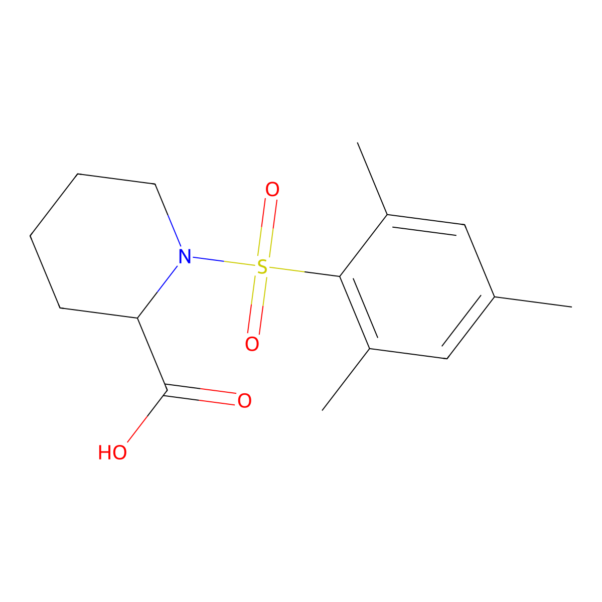 1-(Mesitylsulfonyl)piperidine-2-carboxylic acid molecular structure, CAS 380222-32-2