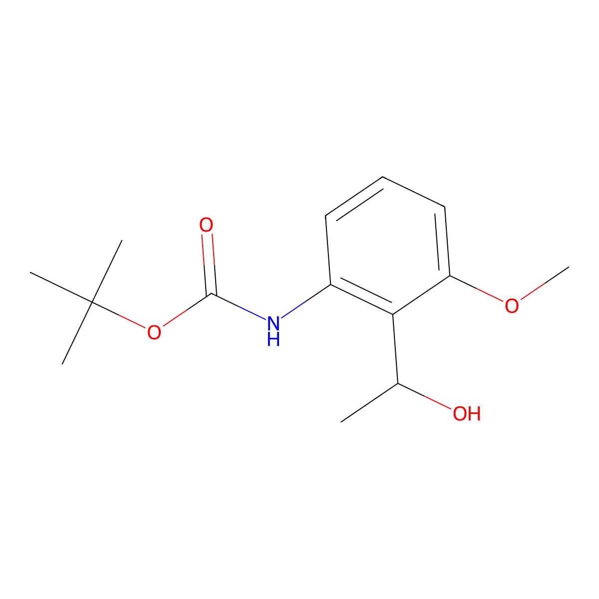1,1-Dimethylethyl N-(2-(1-hydroxyethyl)-3-methoxyphenyl)carbamate molecular structure, CAS 380225-70-7