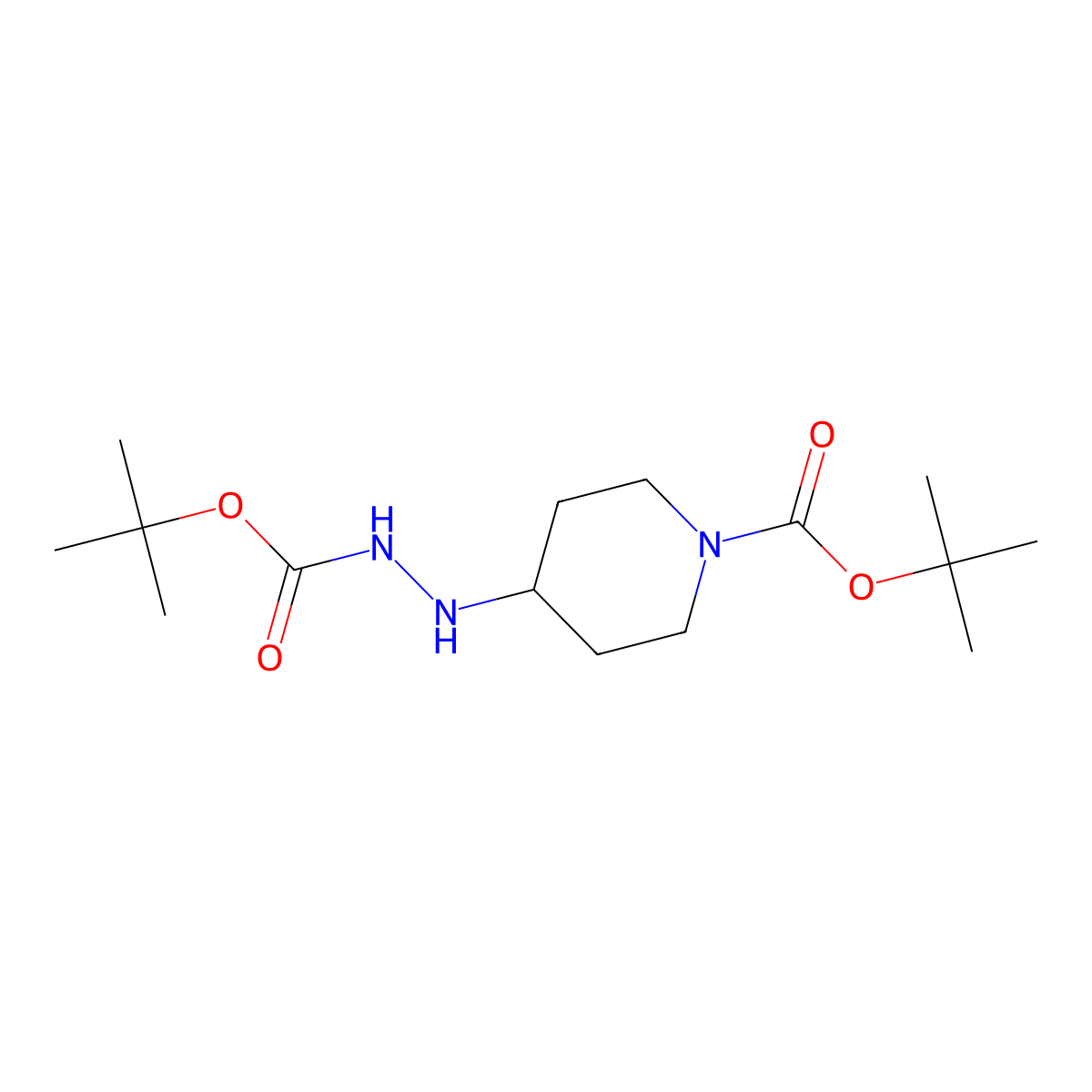 Tert-butyl 4-(2-(tert-butoxycarbonyl)hydrazinyl)piperidine-1-carboxylate molecular structure, CAS 380226-99-3