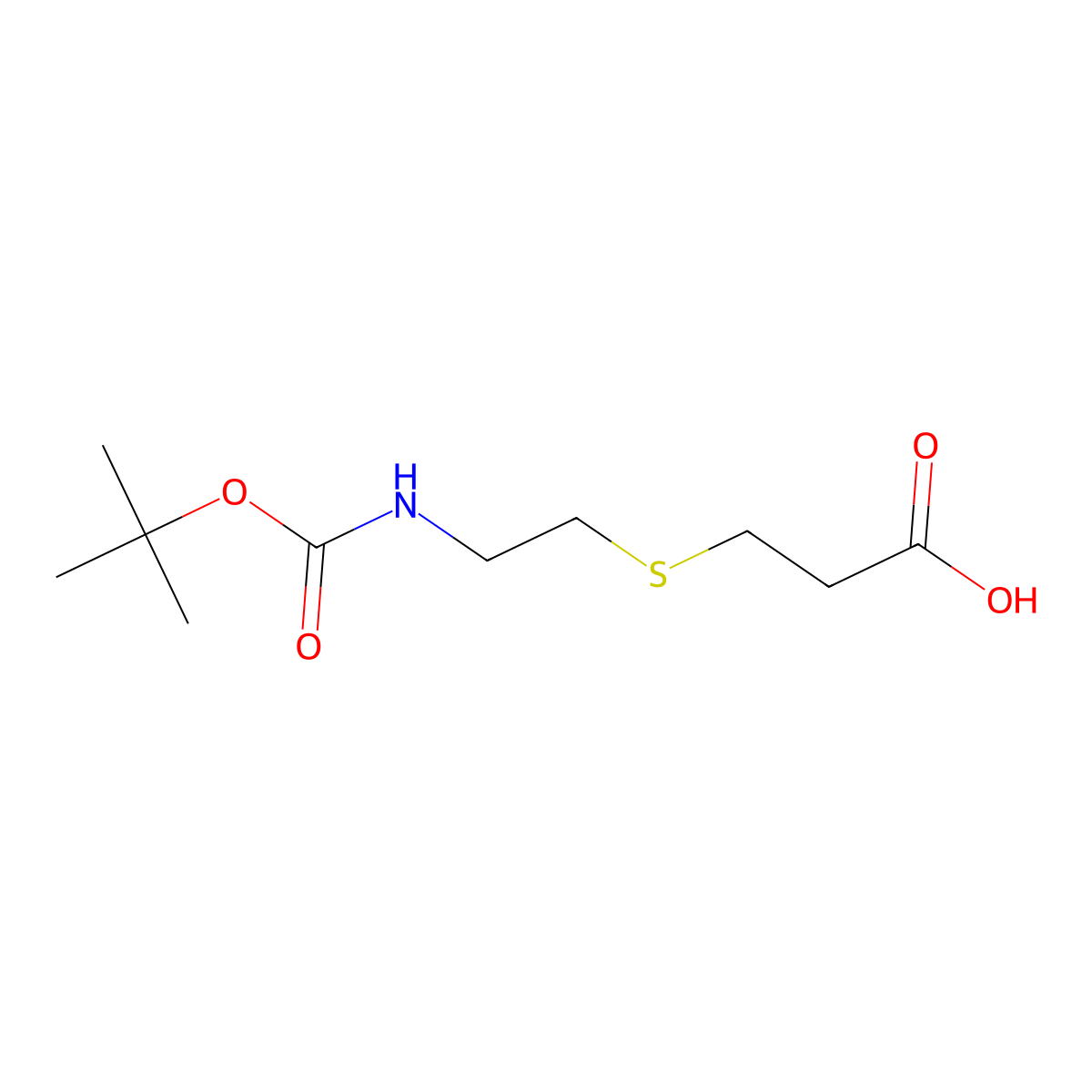 3-[(2-{[(Tert-butoxy)carbonyl]amino}ethyl)sulfanyl]propanoic acid molecular structure, CAS 380227-26-9