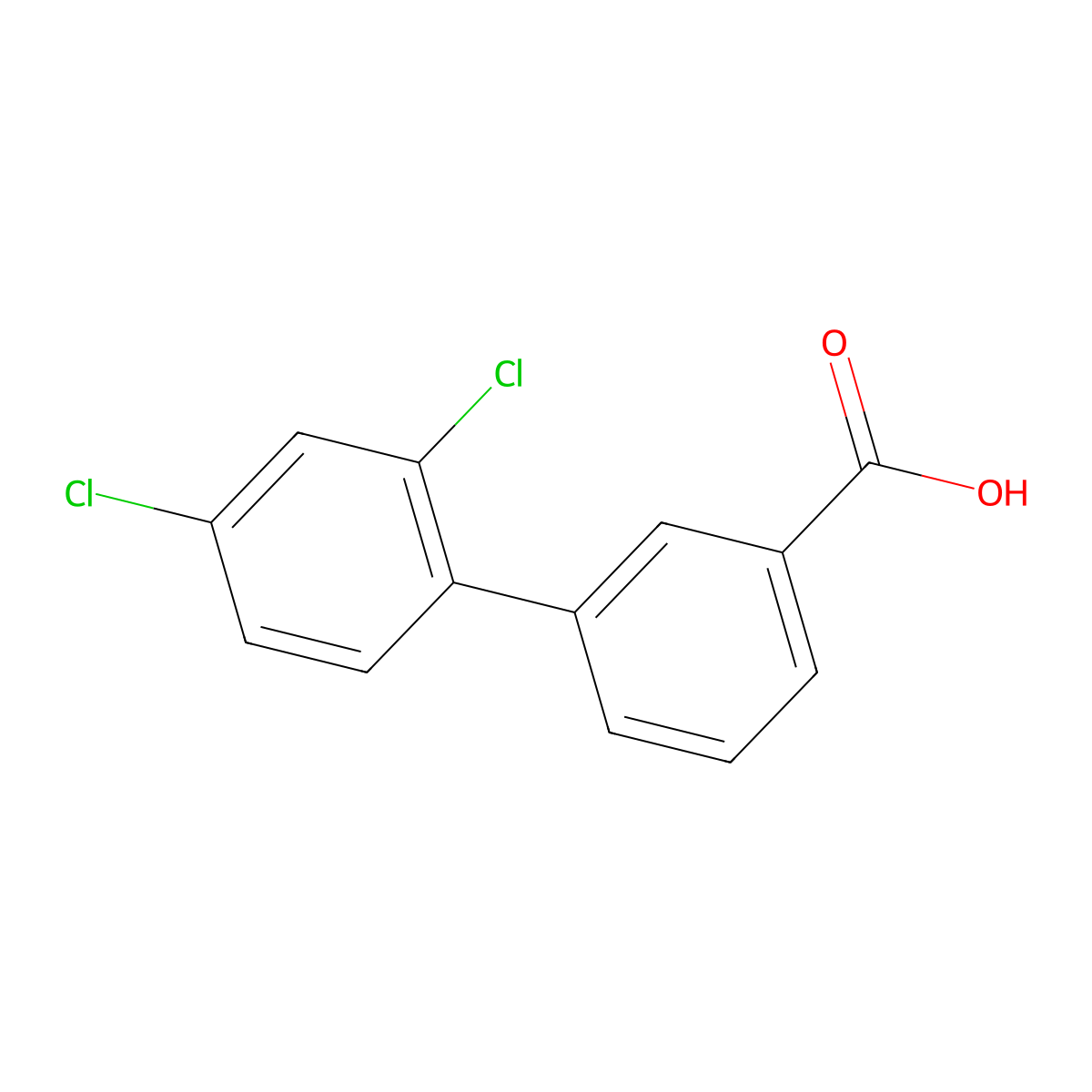 2',4'-Dichlorobiphenyl-3-carboxylic acid molecular structure, CAS 380228-58-0