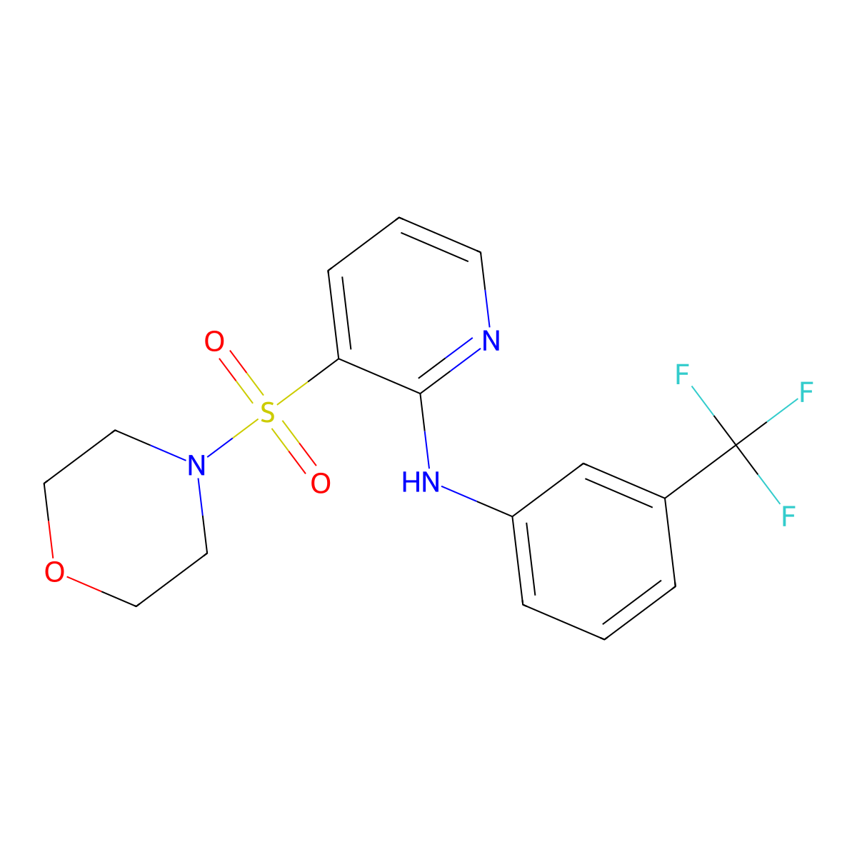 3-morpholin-4-ylsulfonyl-N-[3-(trifluoromethyl)phenyl]pyridin-2-amine molecular structure, CAS 38025-96-6