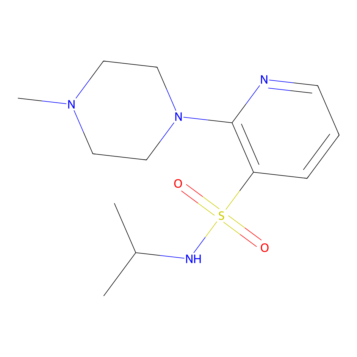 N-(1-Methylethyl)-2-(4-methyl-1-piperazinyl)-3-pyridinesulfonamide molecular structure, CAS 38029-89-9