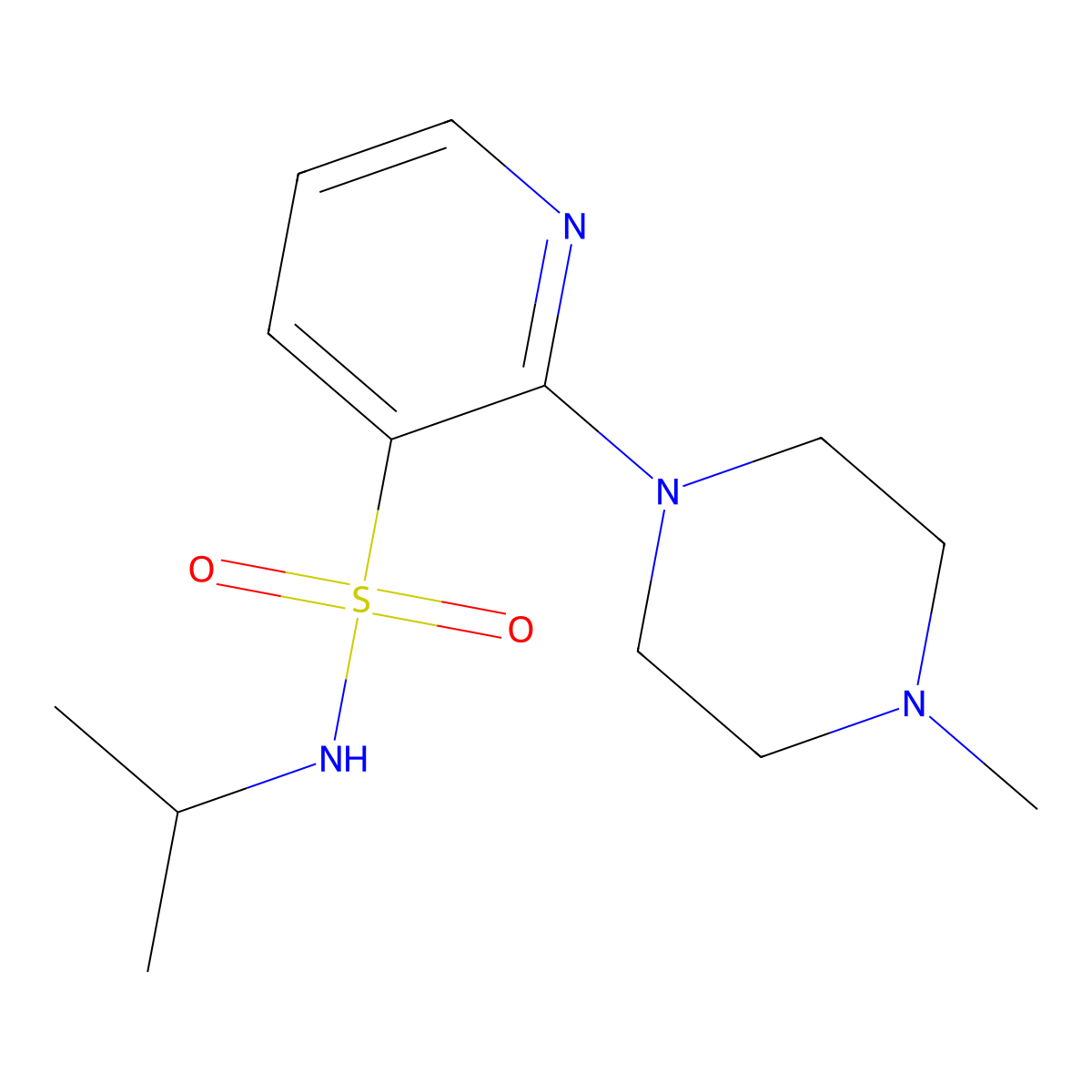 N-(1-Methylethyl)-2-(4-methyl-1-piperazinyl)-3-pyridinesulfonamide molecular structure, CAS 38029-89-9