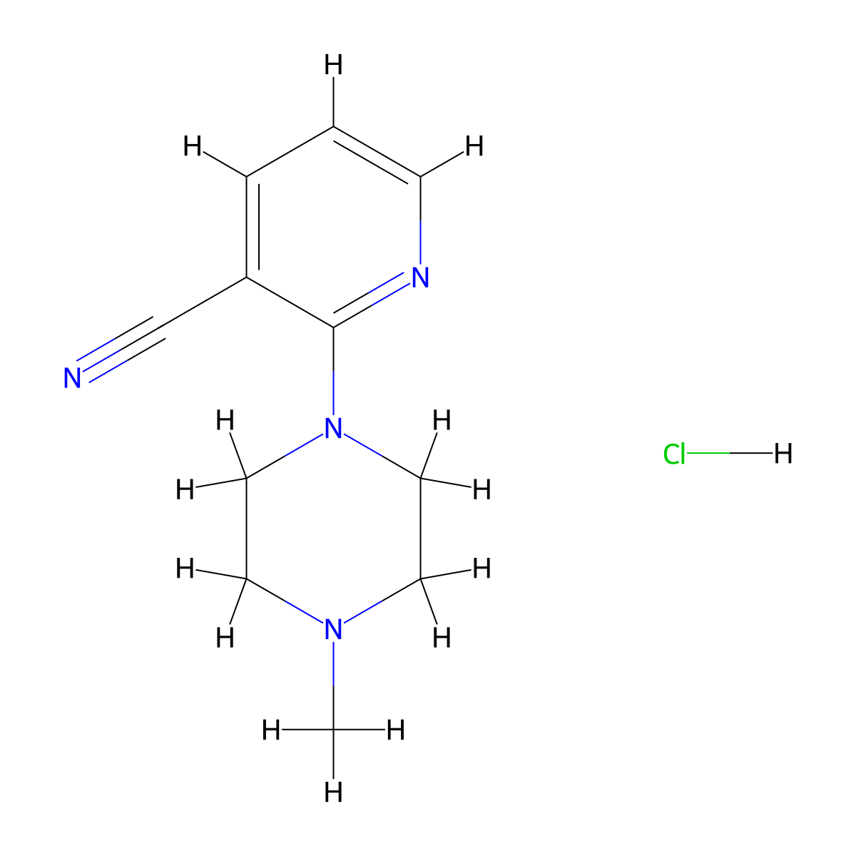 2-(4-Methylpiperazin-1-yl)nicotinonitrile Hydrochloride molecular structure, CAS 38029-96-8