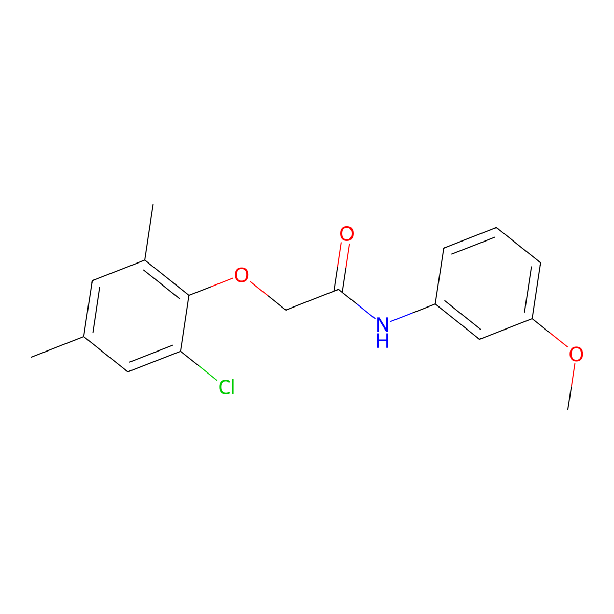 2-(2-chloro-4,6-dimethylphenoxy)-N-(3-methoxyphenyl)acetamide molecular structure, CAS 380307-37-9