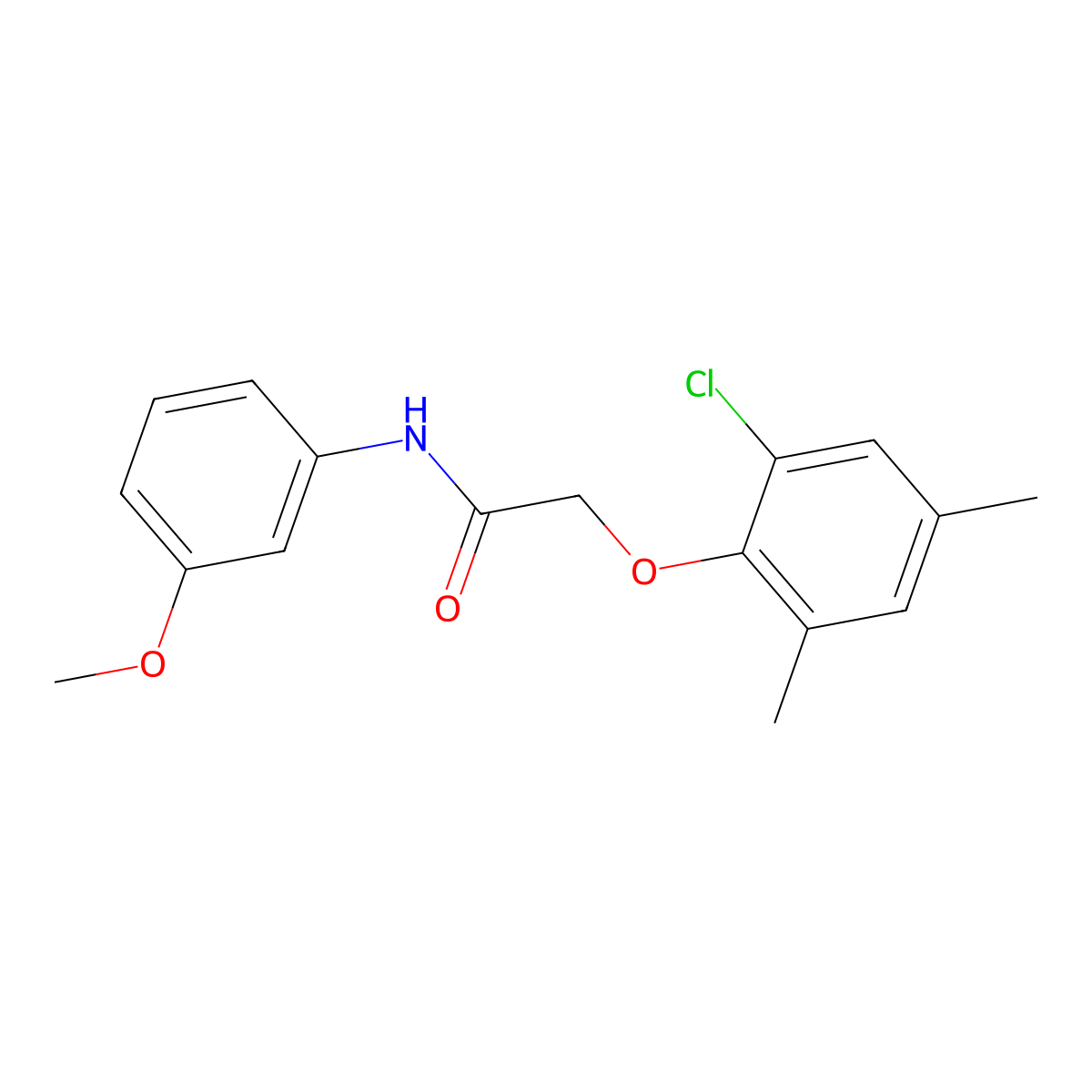 2-(2-chloro-4,6-dimethylphenoxy)-N-(3-methoxyphenyl)acetamide molecular structure, CAS 380307-37-9