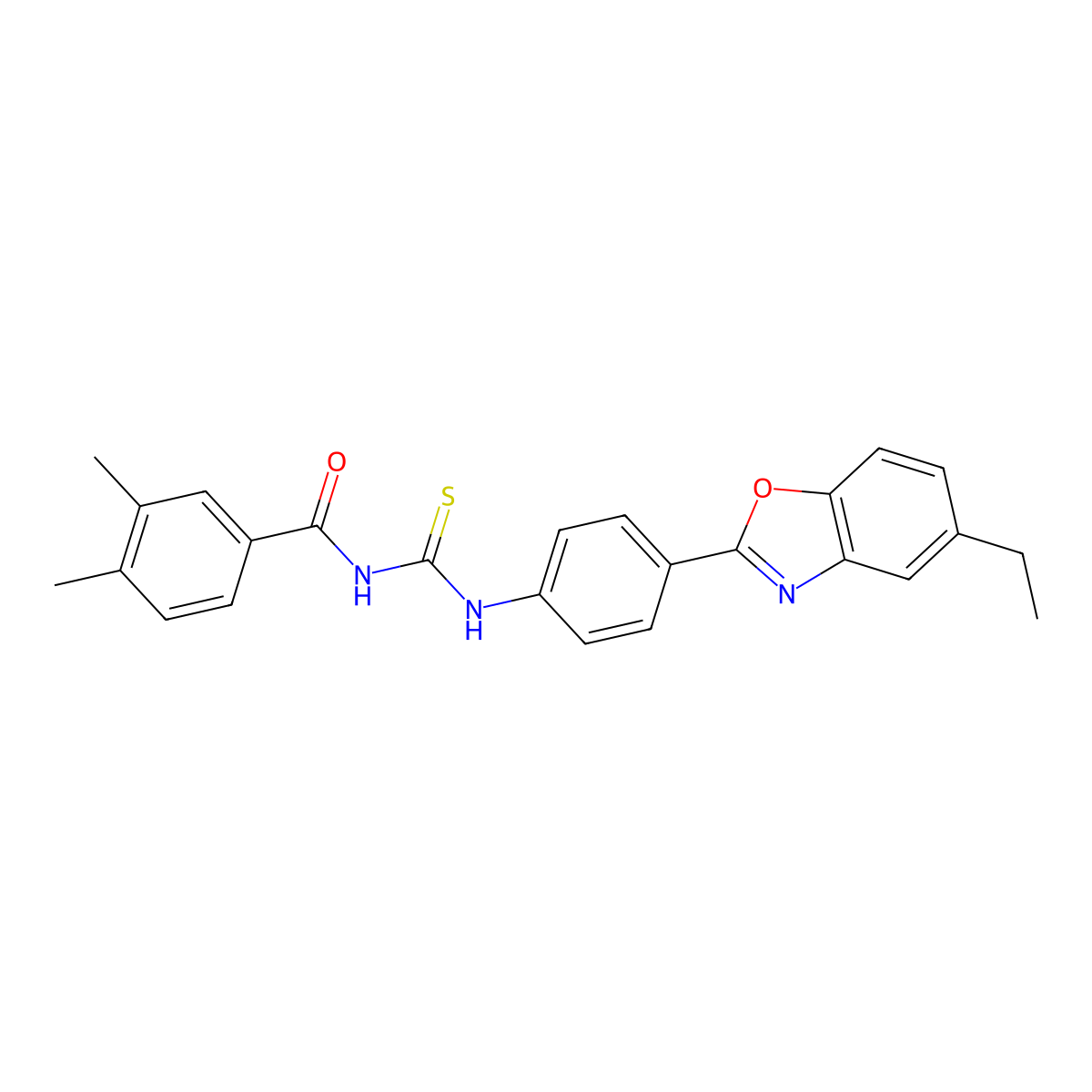 N-[[4-(5-ethyl-1,3-benzoxazol-2-yl)phenyl]carbamothioyl]-3,4-dimethylbenzamide molecular structure, CAS 380307-39-1
