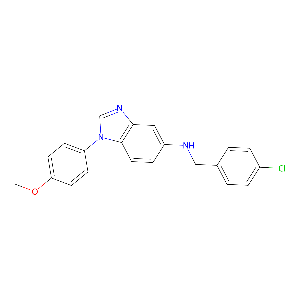 N-[(4-chlorophenyl)methyl]-1-(4-methoxyphenyl)benzimidazol-5-amine molecular structure, CAS 380307-47-1