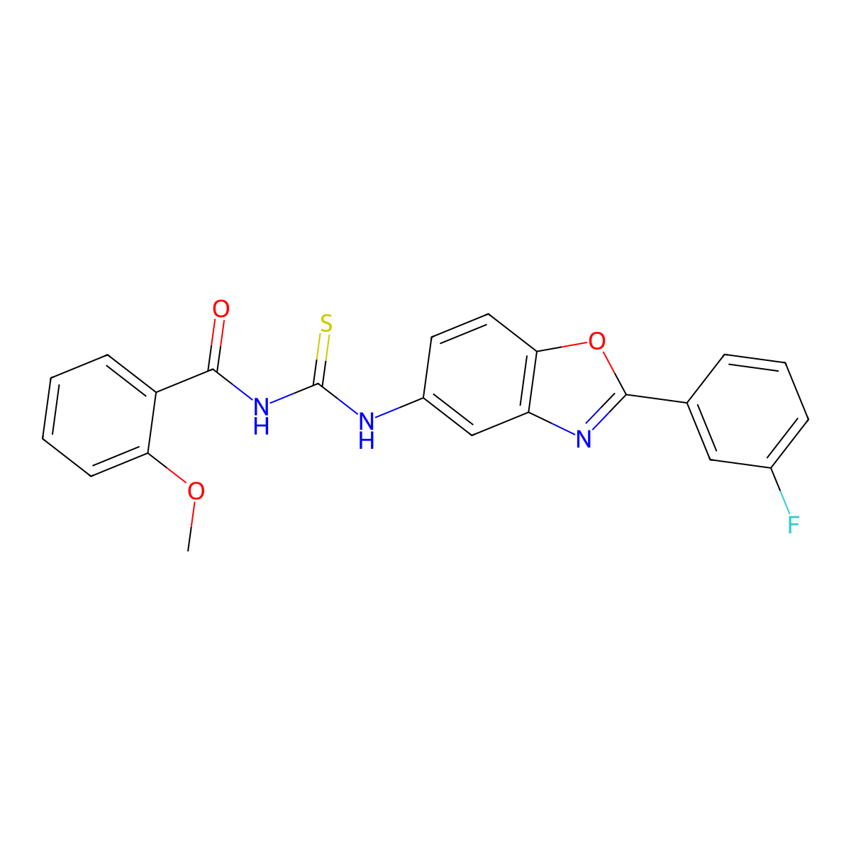 N-[[2-(3-fluorophenyl)-1,3-benzoxazol-5-yl]carbamothioyl]-2-methoxybenzamide molecular structure, CAS 380307-48-2