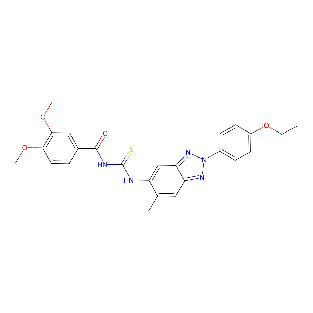 N-[[2-(4-ethoxyphenyl)-6-methylbenzotriazol-5-yl]carbamothioyl]-3,4-dimethoxybenzamide molecular structure, CAS 380307-75-5