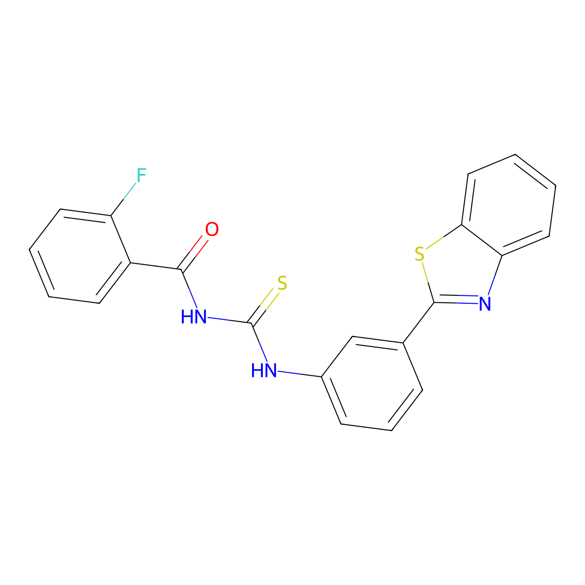 N-[[3-(1,3-benzothiazol-2-yl)phenyl]carbamothioyl]-2-fluorobenzamide molecular structure, CAS 380307-89-1