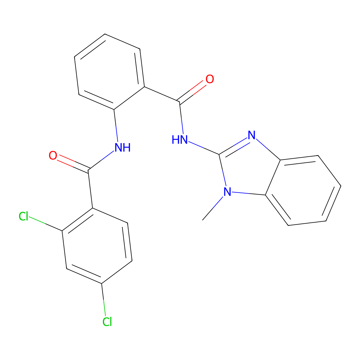 2,4-dichloro-N-[2-[(1-methylbenzimidazol-2-yl)carbamoyl]phenyl]benzamide molecular structure, CAS 380307-96-0