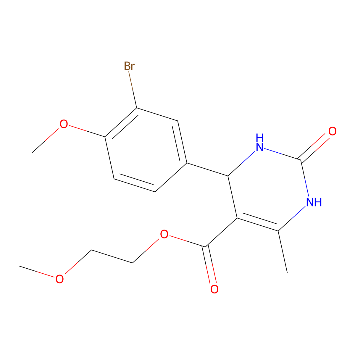 2-Methoxyethyl 4-(3-bromo-4-methoxyphenyl)-6-methyl-2-oxo-1,2,3,4-tetrahydropyrimidine-5-carboxylate molecular structure, CAS 380308-14-5