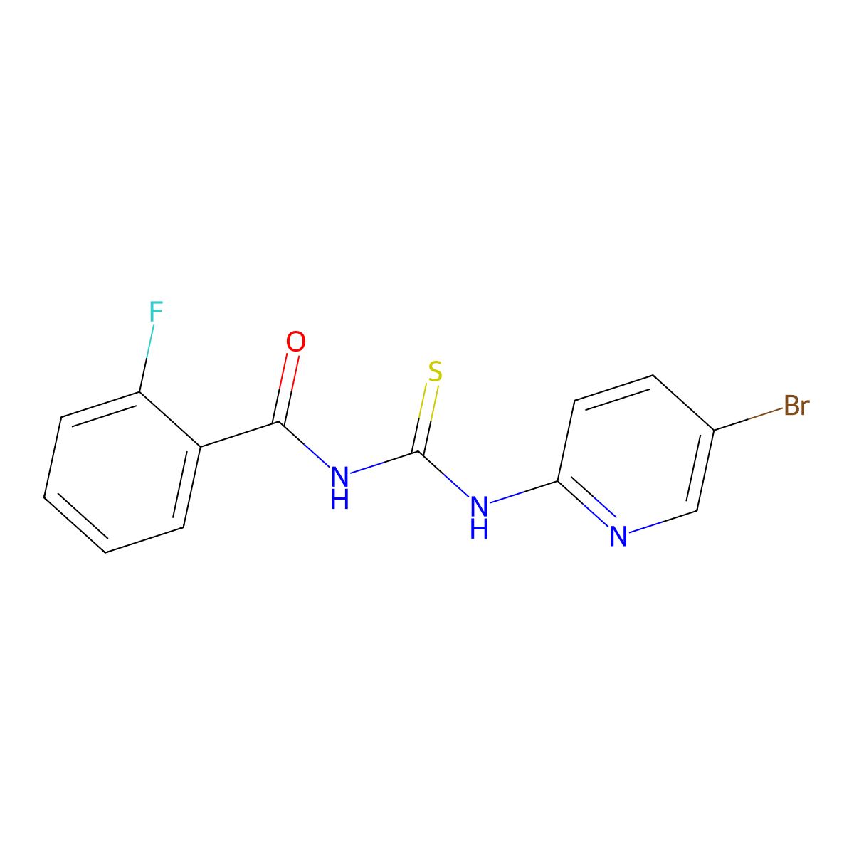 N-[(5-bromopyridin-2-yl)carbamothioyl]-2-fluorobenzamide molecular structure, CAS 380308-45-2