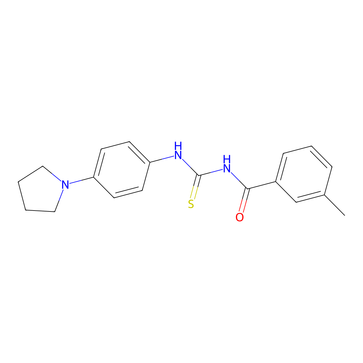 3-methyl-N-[(4-pyrrolidin-1-ylphenyl)carbamothioyl]benzamide molecular structure, CAS 380308-78-1