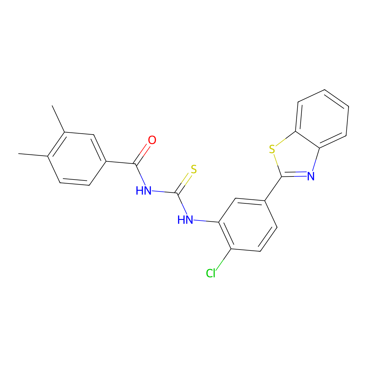 N-[[5-(1,3-benzothiazol-2-yl)-2-chlorophenyl]carbamothioyl]-3,4-dimethylbenzamide molecular structure, CAS 380308-97-4