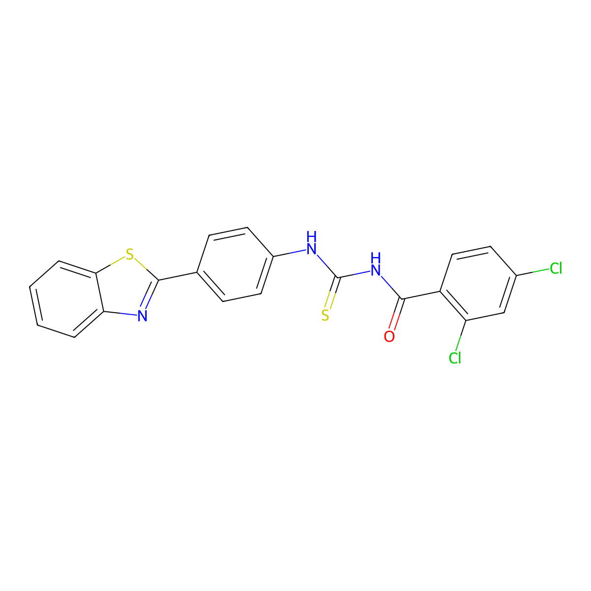 N-[[4-(1,3-benzothiazol-2-yl)phenyl]carbamothioyl]-2,4-dichlorobenzamide molecular structure, CAS 380309-38-6