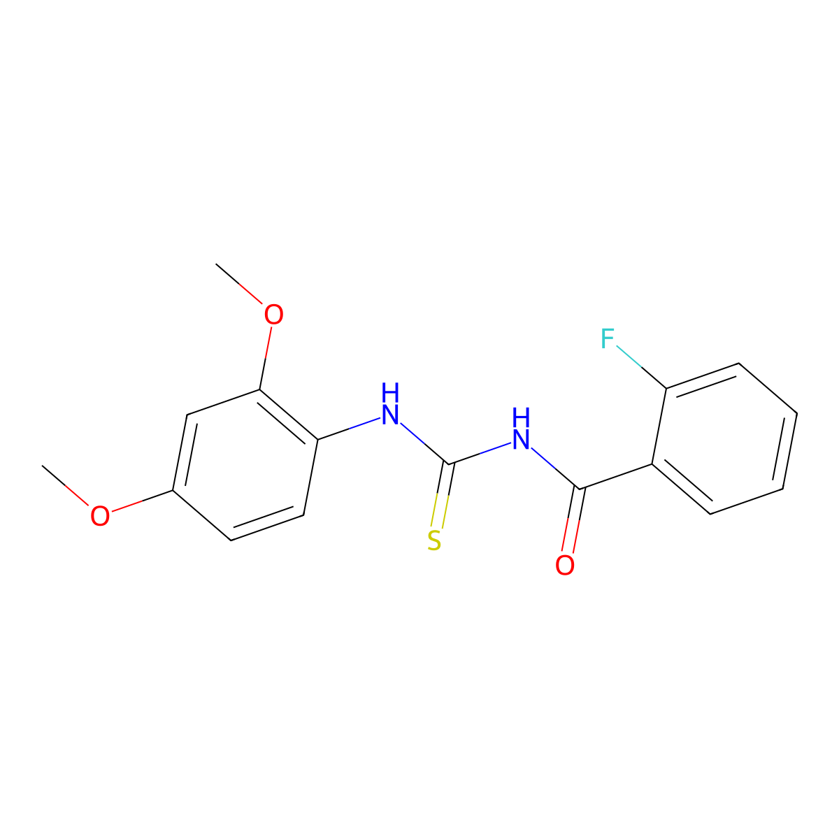 N-[(2,4-dimethoxyphenyl)carbamothioyl]-2-fluorobenzamide molecular structure, CAS 380309-50-2