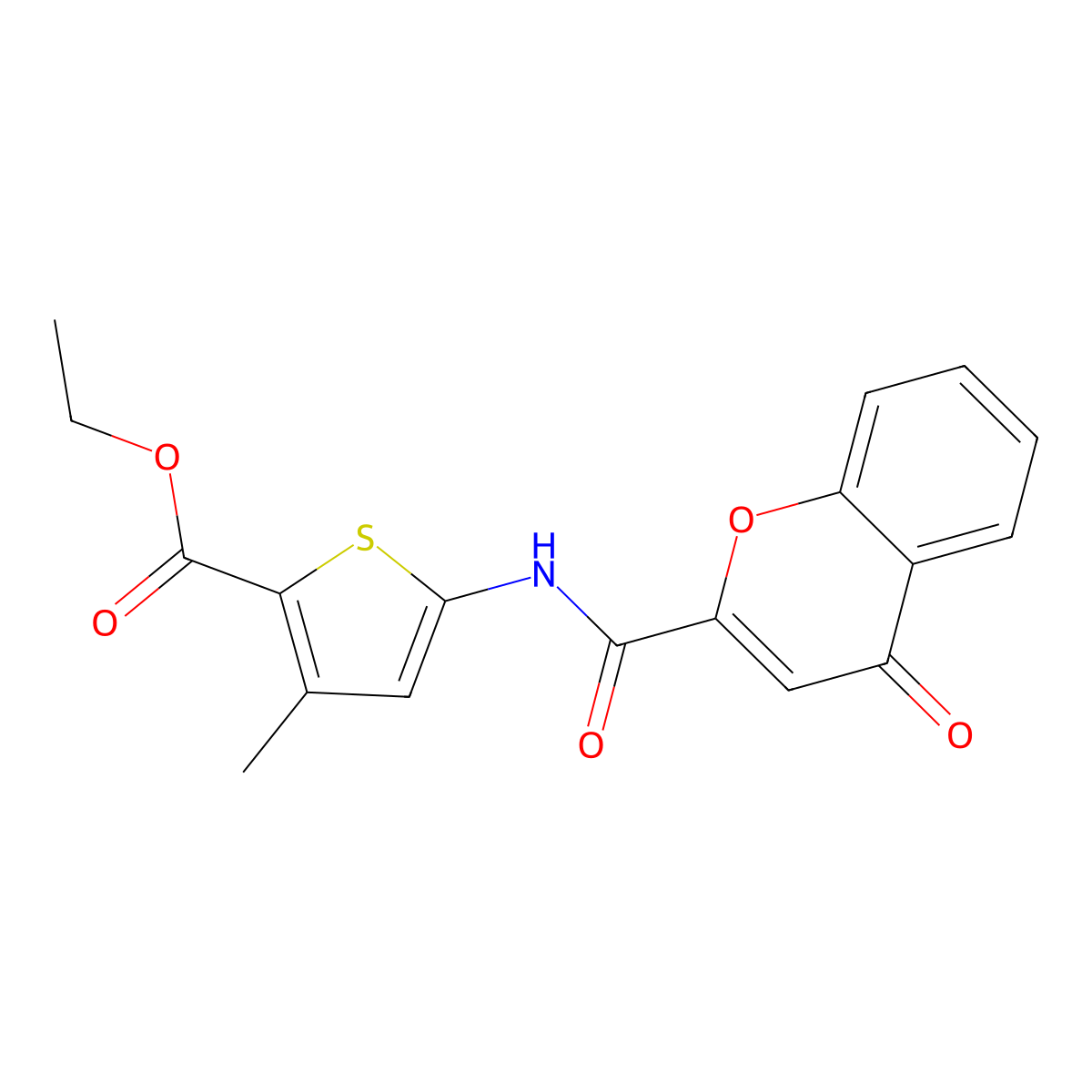 ethyl 3-methyl-5-(4-oxo-4H-chromene-2-carboxamido)thiophene-2-carboxylate molecular structure, CAS 380310-13-4