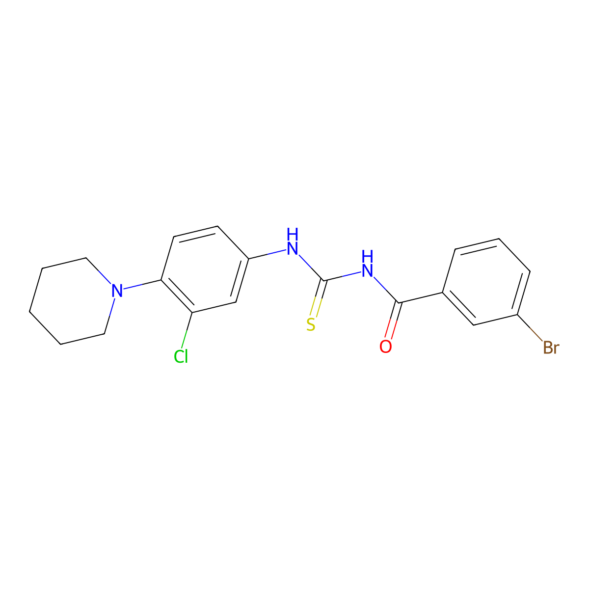 3-bromo-N-[(3-chloro-4-piperidin-1-ylphenyl)carbamothioyl]benzamide molecular structure, CAS 380311-01-3