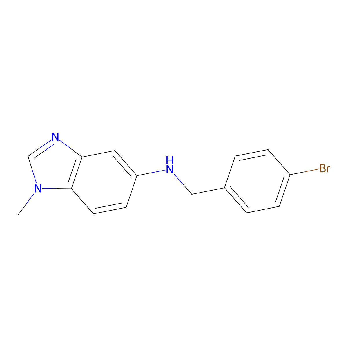 N-[(4-bromophenyl)methyl]-1-methylbenzimidazol-5-amine molecular structure, CAS 380311-67-1