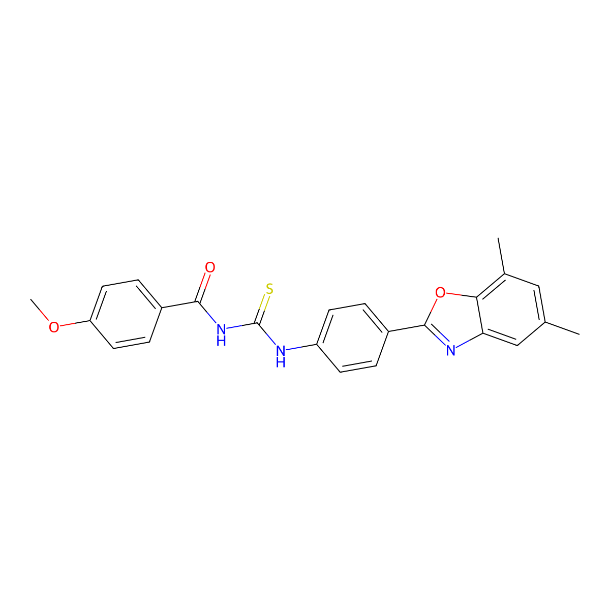 N-[[4-(5,7-dimethyl-1,3-benzoxazol-2-yl)phenyl]carbamothioyl]-4-methoxybenzamide molecular structure, CAS 380312-85-6